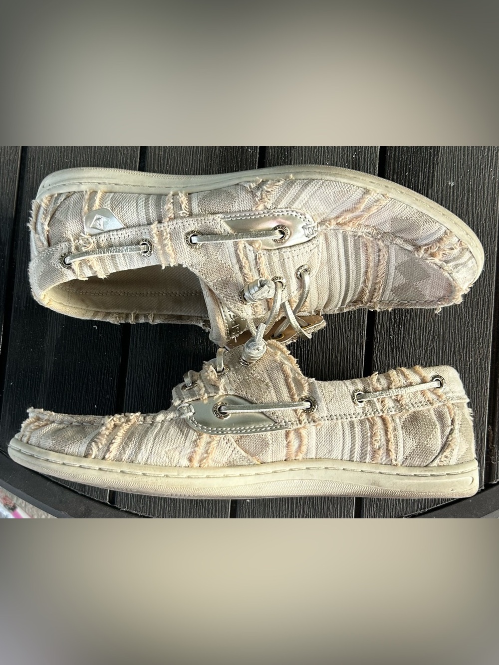Sperry Plaid Canvas Top Sided Boat Shoes Distressed Lace-Up Loafers Women’s 8.5 - Picture 3 of 6